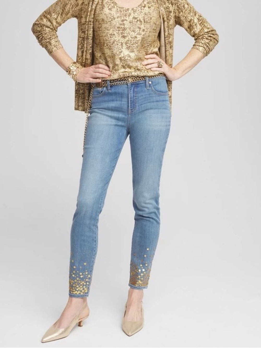 Chico's So Slimming Sequin Ankle Jeans.